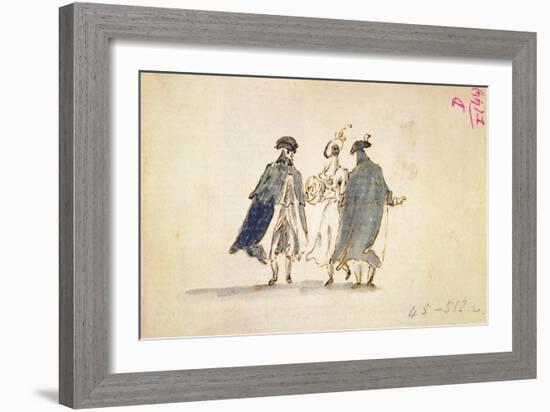 Three Masked Figures in Carnival Costume-Francesco Guardi-Framed Giclee Print