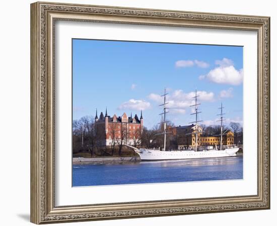 Three Mast Ship Af Chapman Moored at Skeppsholmen, Strommen, Stockholm, Sweden-Per Karlsson-Framed Photographic Print