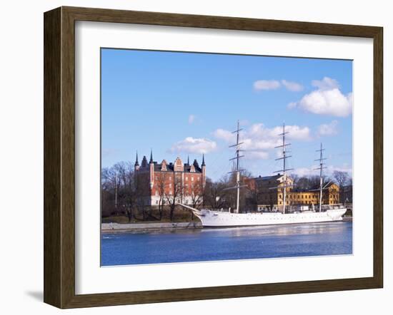 Three Mast Ship Af Chapman Moored at Skeppsholmen, Strommen, Stockholm, Sweden-Per Karlsson-Framed Photographic Print