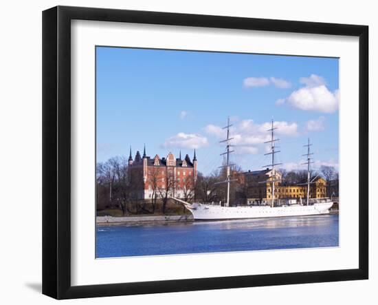 Three Mast Ship Af Chapman Moored at Skeppsholmen, Strommen, Stockholm, Sweden-Per Karlsson-Framed Photographic Print