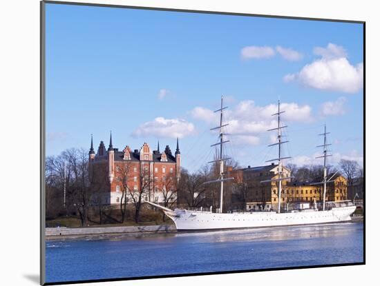 Three Mast Ship Af Chapman Moored at Skeppsholmen, Strommen, Stockholm, Sweden-Per Karlsson-Mounted Photographic Print