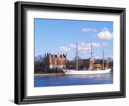 Three Mast Ship Af Chapman Moored at Skeppsholmen, Strommen, Stockholm, Sweden-Per Karlsson-Framed Photographic Print