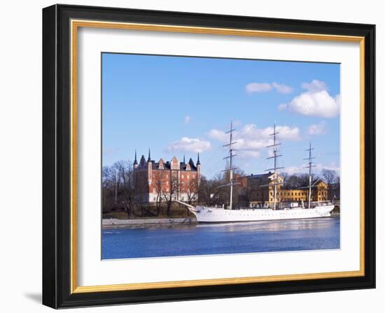 Three Mast Ship Af Chapman Moored at Skeppsholmen, Strommen, Stockholm, Sweden-Per Karlsson-Framed Photographic Print
