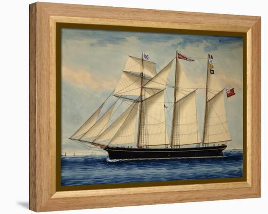 Three-Masted Barquentine Willie Glen, 1880, Watercolour by Anthony Luzzo, 19th Century-null-Framed Premier Image Canvas