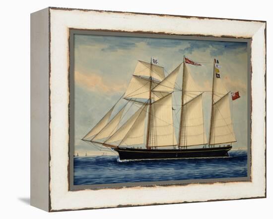 Three-Masted Barquentine Willie Glen, 1880, Watercolour by Anthony Luzzo, 19th Century-null-Framed Premier Image Canvas