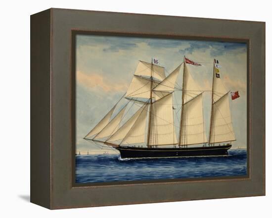Three-Masted Barquentine Willie Glen, 1880, Watercolour by Anthony Luzzo, 19th Century-null-Framed Premier Image Canvas