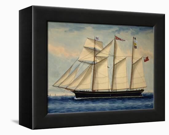 Three-Masted Barquentine Willie Glen, 1880, Watercolour by Anthony Luzzo, 19th Century-null-Framed Premier Image Canvas