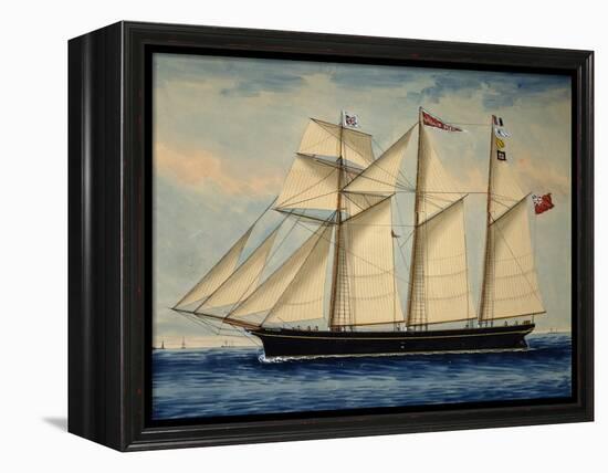 Three-Masted Barquentine Willie Glen, 1880, Watercolour by Anthony Luzzo, 19th Century-null-Framed Premier Image Canvas