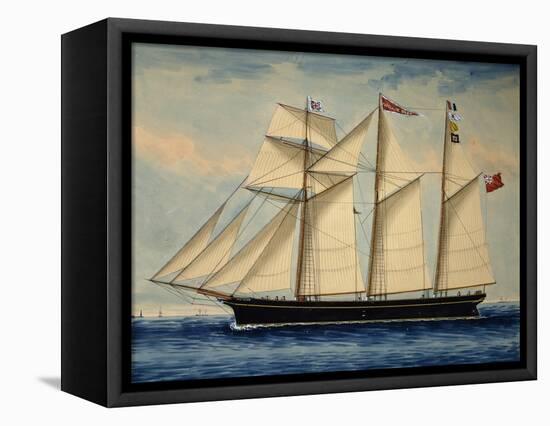 Three-Masted Barquentine Willie Glen, 1880, Watercolour by Anthony Luzzo, 19th Century-null-Framed Premier Image Canvas