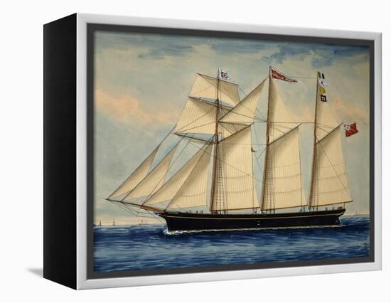 Three-Masted Barquentine Willie Glen, 1880, Watercolour by Anthony Luzzo, 19th Century-null-Framed Premier Image Canvas