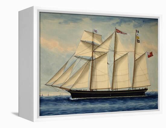 Three-Masted Barquentine Willie Glen, 1880, Watercolour by Anthony Luzzo, 19th Century-null-Framed Premier Image Canvas