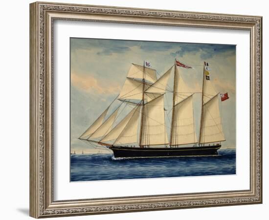 Three-Masted Barquentine Willie Glen, 1880, Watercolour by Anthony Luzzo, 19th Century-null-Framed Giclee Print