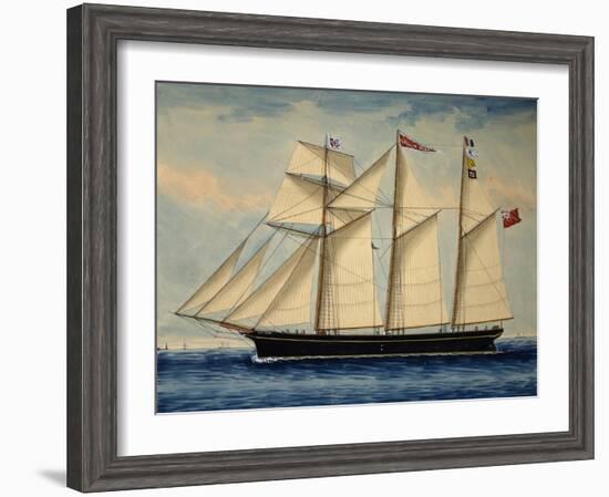 Three-Masted Barquentine Willie Glen, 1880, Watercolour by Anthony Luzzo, 19th Century-null-Framed Giclee Print