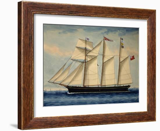 Three-Masted Barquentine Willie Glen, 1880, Watercolour by Anthony Luzzo, 19th Century-null-Framed Giclee Print