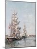 Three-Masted Boats at the Quay in Deauville Harbour, C.1888-89-Eugène Boudin-Mounted Giclee Print