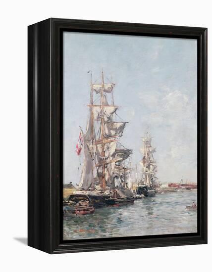 Three-Masted Boats at the Quay in Deauville Harbour, C.1888-89-Eugène Boudin-Framed Premier Image Canvas