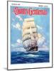 "Three Masted Schooner," Country Gentleman Cover, March 1, 1932-Anton Otto Fischer-Mounted Giclee Print