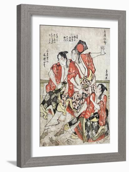 Three Men at a Brothel, Japanese Wood-Cut Print-Lantern Press-Framed Art Print