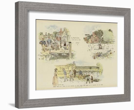 Three Men in a Punt, to Say Nothing of the Lunch, the Story of a Quarter of an Hour-Phil May-Framed Giclee Print