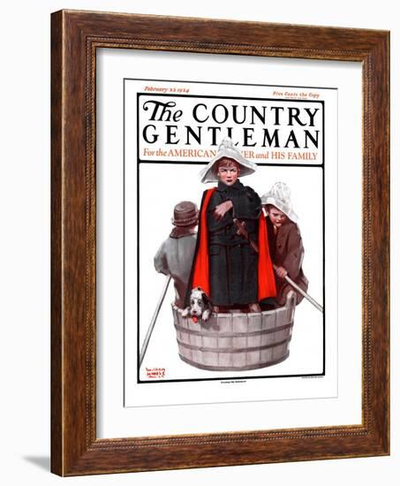 "Three Men in a Tub," Country Gentleman Cover, February 23, 1924-WM. Hoople-Framed Giclee Print