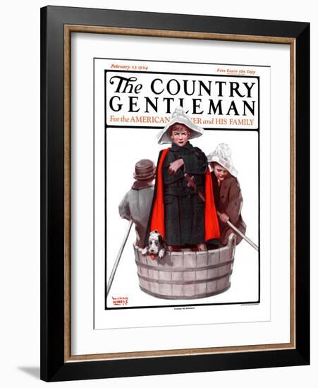 "Three Men in a Tub," Country Gentleman Cover, February 23, 1924-WM. Hoople-Framed Giclee Print