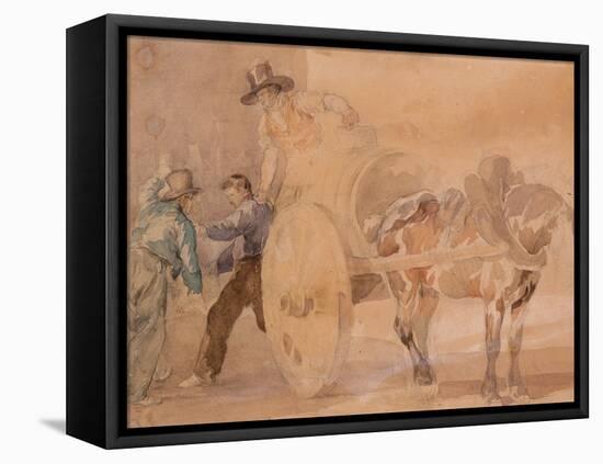 Three Men Unloading a Cart by Theodore Gericault-Theodore Gericault-Framed Premier Image Canvas