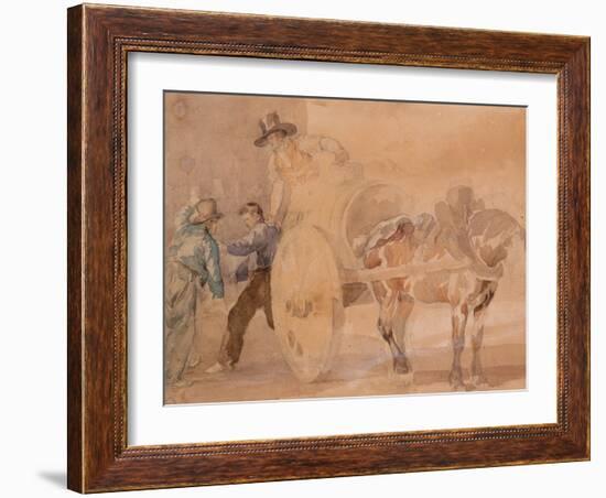 Three Men Unloading a Cart by Theodore Gericault-Theodore Gericault-Framed Giclee Print