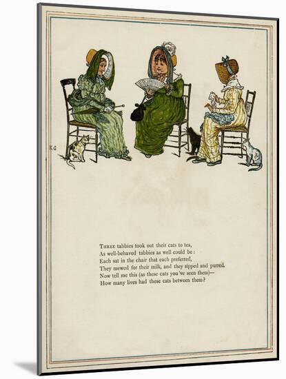 Three Middle-Aged Women with their Cats-Kate Greenaway-Mounted Art Print