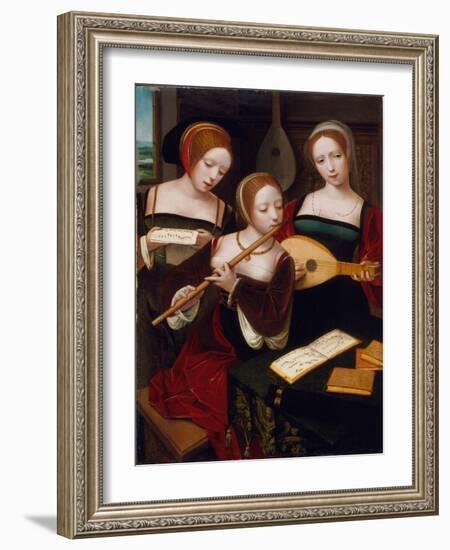 Three Musicians, c.1530-Master of the Female Half Lengths-Framed Giclee Print