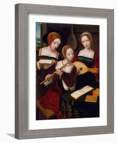 Three Musicians, c.1530-Master of the Female Half Lengths-Framed Giclee Print