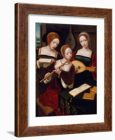 Three Musicians, c.1530-Master of the Female Half Lengths-Framed Giclee Print