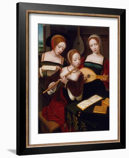 Three Musicians, c.1530-Master of the Female Half Lengths-Framed Giclee Print