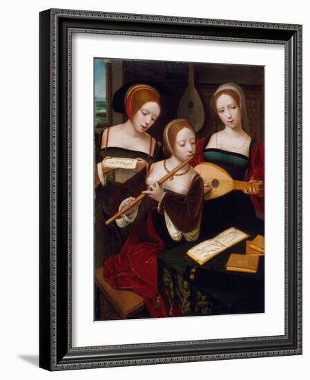 Three Musicians, c.1530-Master of the Female Half Lengths-Framed Giclee Print