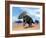 Three Nedoceratops in the Desert by Daylight-null-Framed Art Print