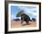 Three Nedoceratops in the Desert by Daylight-null-Framed Art Print