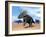 Three Nedoceratops in the Desert by Daylight-null-Framed Art Print