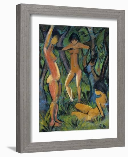 Three Nude Figures in Wood, 1911-Otto Mueller-Framed Giclee Print