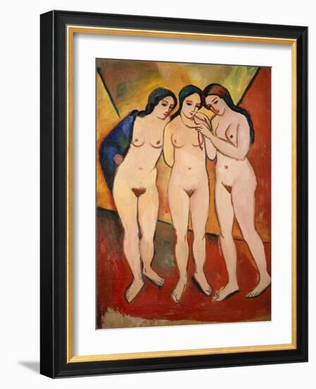 Three Nude Women (Red and Orange), 1912-August Macke-Framed Giclee Print