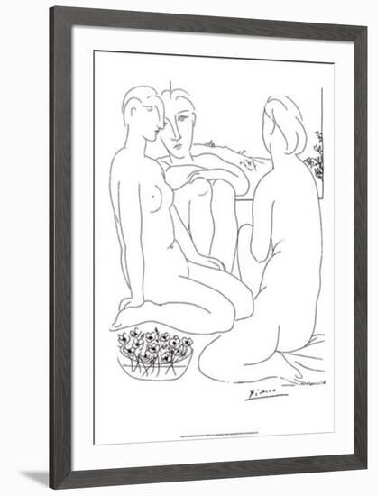 Three Nudes and an Anemone-Pablo Picasso-Framed Serigraph