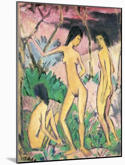 Three Nudes in a Landscape, 1922 distemper on hessian-Otto Muller or Mueller-Mounted Giclee Print