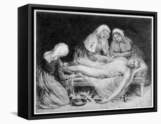 Three Nurses Tending a Wounded Soldier, 1915-Anna Lea Merritt-Framed Premier Image Canvas