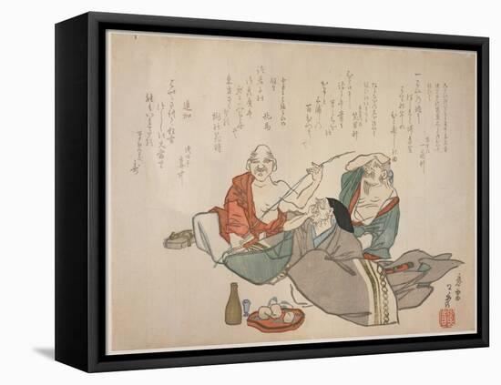 Three Old Men Drinking, C.1844-53-K?sh?-Framed Premier Image Canvas