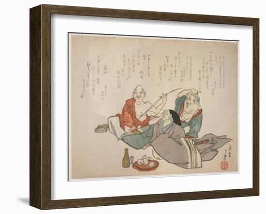 Three Old Men Drinking, C.1844-53-K?sh?-Framed Giclee Print