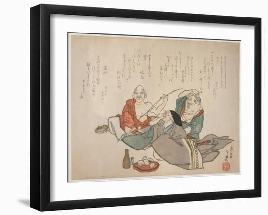 Three Old Men Drinking, C.1844-53-K?sh?-Framed Giclee Print