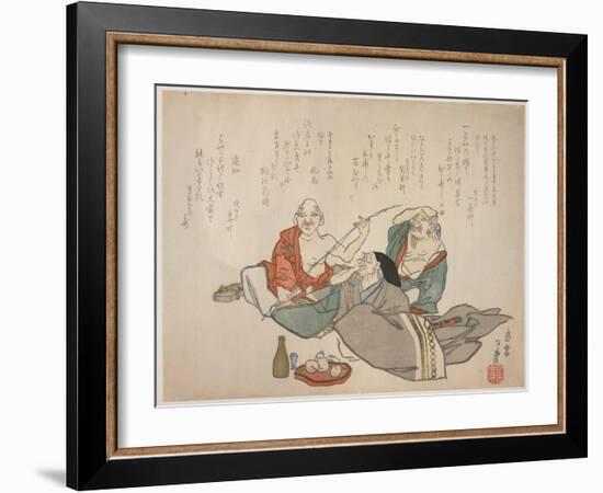 Three Old Men Drinking, C.1844-53-K?sh?-Framed Giclee Print