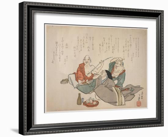 Three Old Men Drinking, C.1844-53-K?sh?-Framed Giclee Print