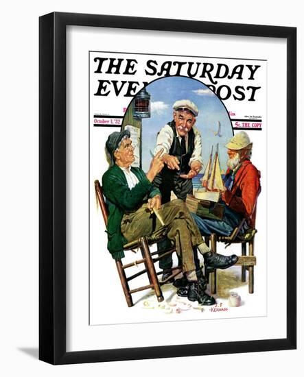 "Three Old Salts," Saturday Evening Post Cover, October 1, 1932-J.F. Kernan-Framed Giclee Print