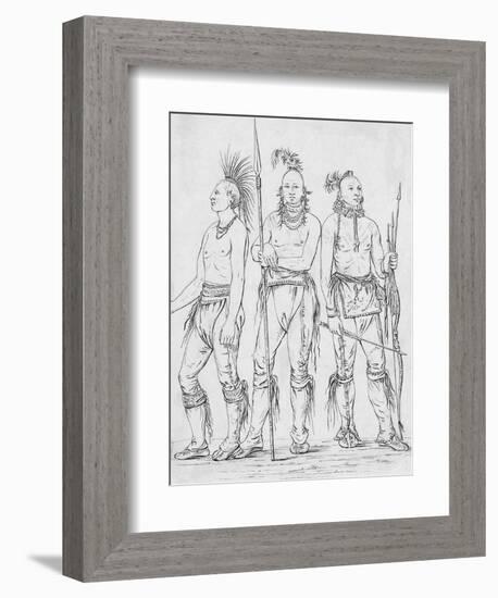 Three Osage Warriors-George Catlin-Framed Giclee Print