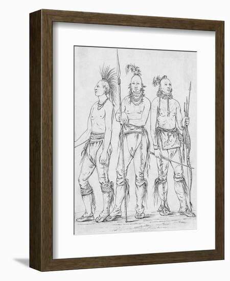 Three Osage Warriors-George Catlin-Framed Giclee Print