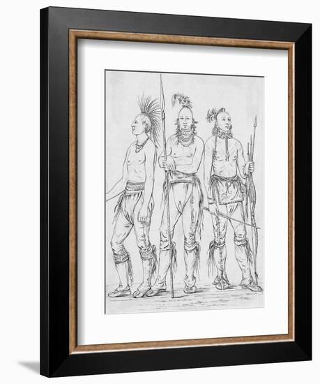 Three Osage Warriors-George Catlin-Framed Giclee Print